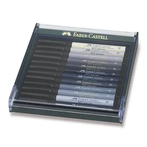 Popisovače Faber-Castell 267423 Pitt Artist Pen Brush 12 ks, odtiene šedej